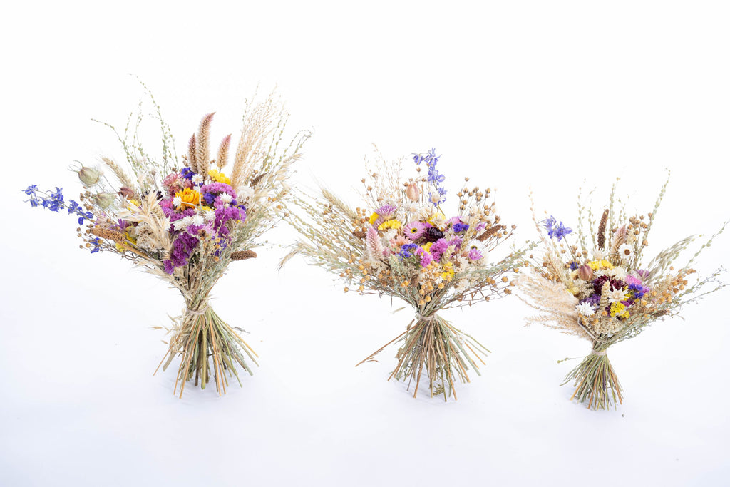Bouquet de fleurs séchées colorées en trois tailles