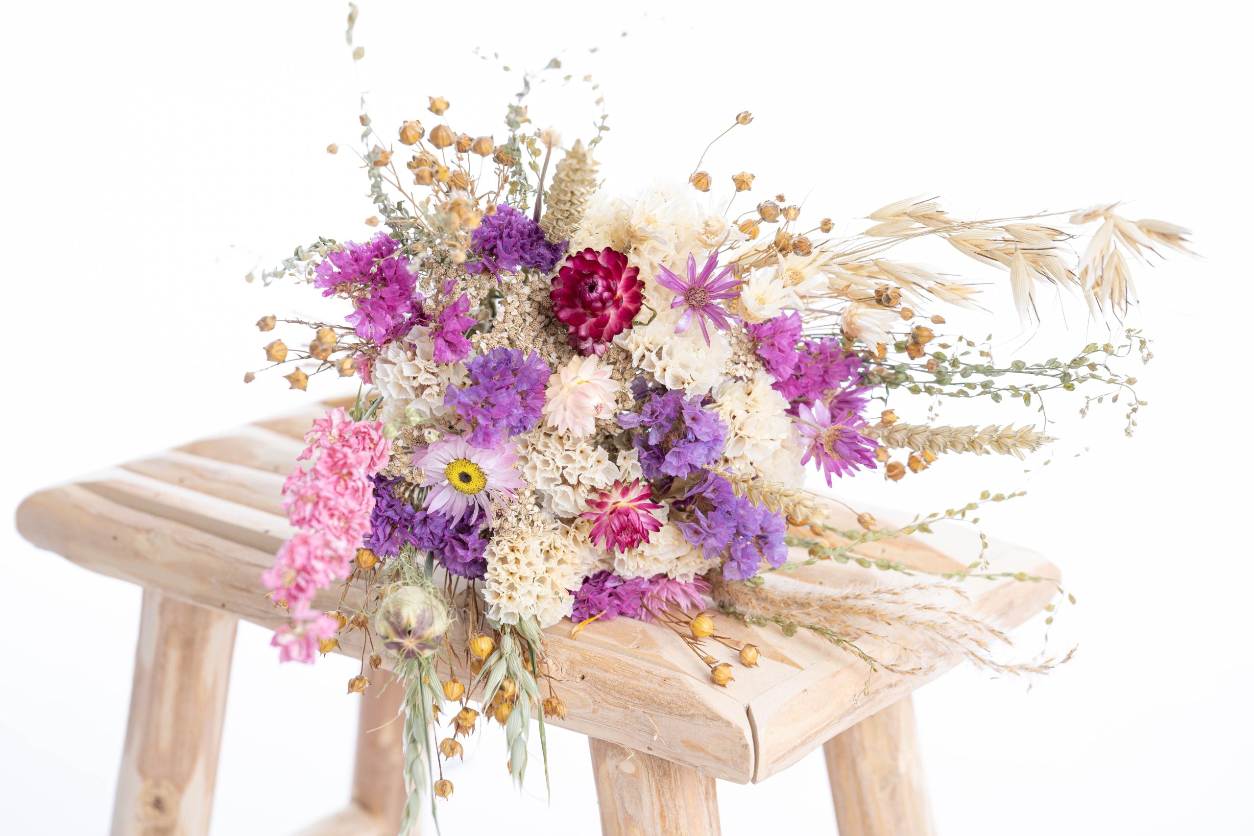 Bouquet artisanal fleurs séchées roses