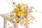 Bouquet artisanal fleurs séchées bio jaune France