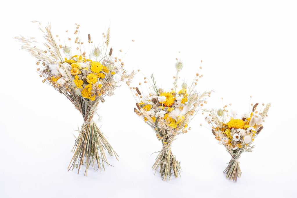 Bouquet artisanal fleurs séchées jaune taille S, M, L