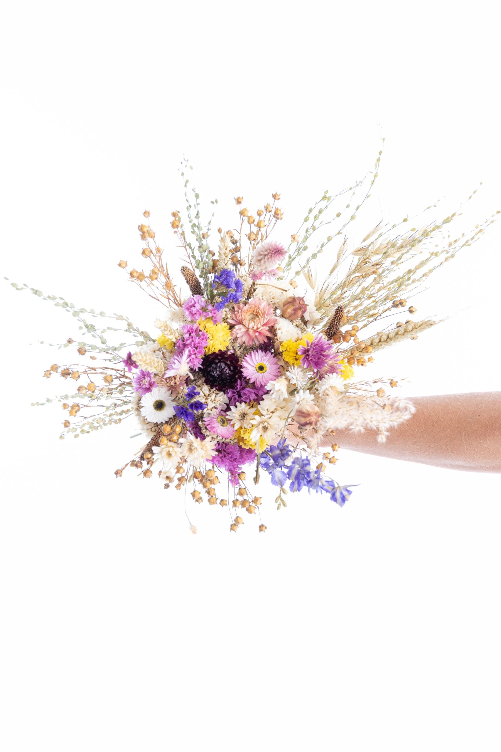 Bouquet de fleurs séchées multicolores