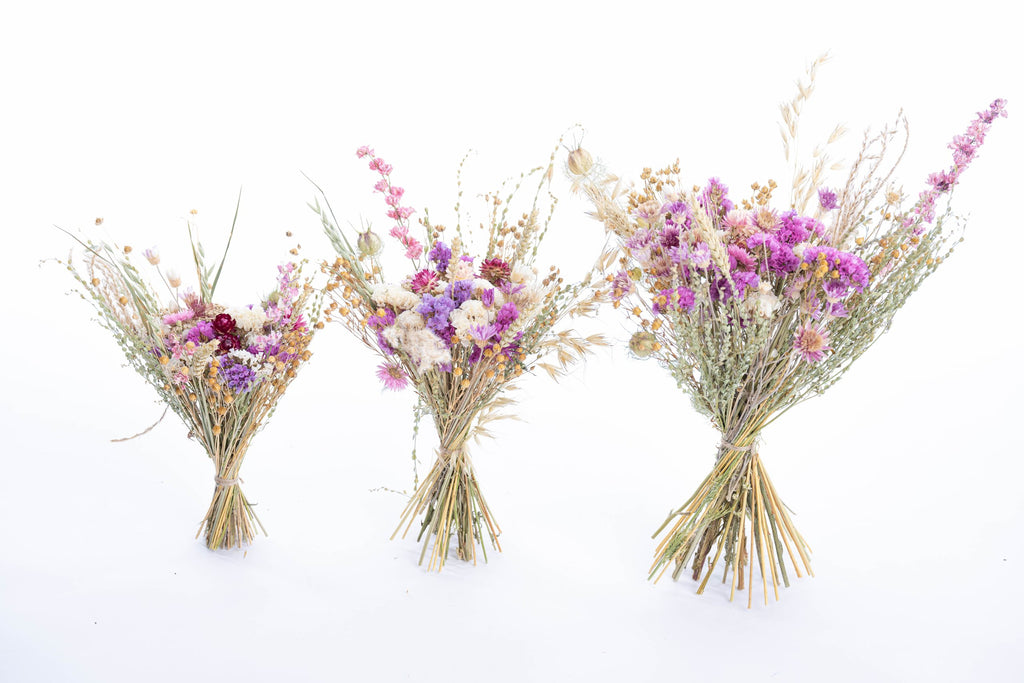 Bouquet fleurs séchées tons rose en trois tailles