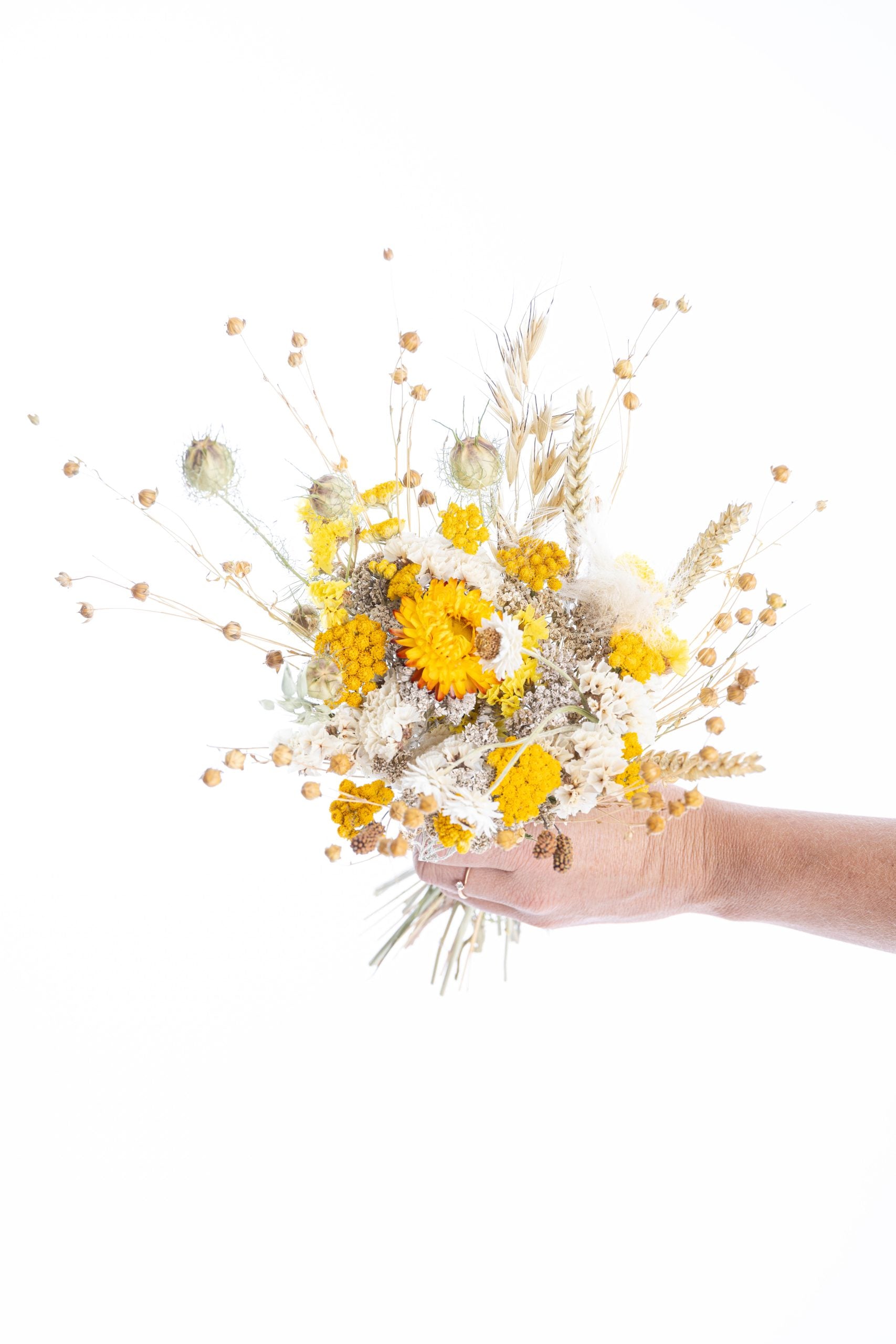 Bouquet de fleurs séchées bio françaises ton jaune