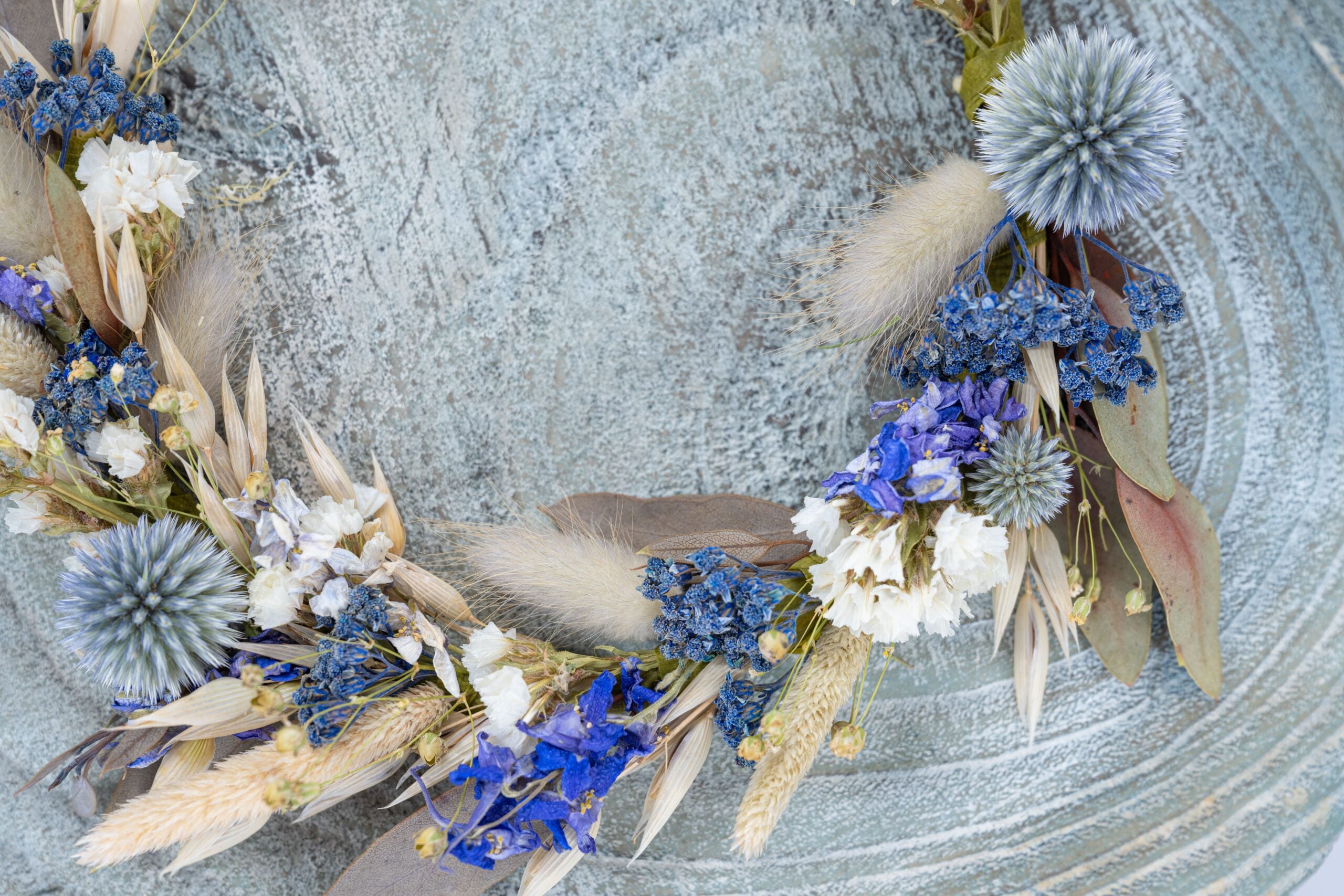 kit couronne sechee bleu fleurs sechees bio terralya