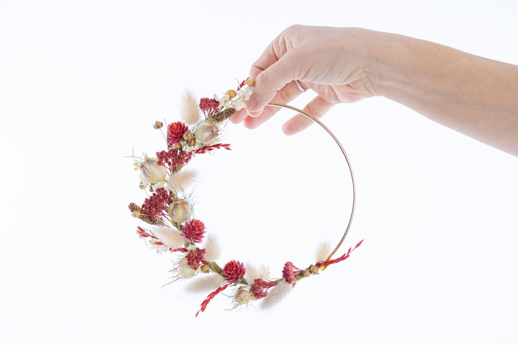 kit diy noel couronne fleurs sechees 15cm terralya