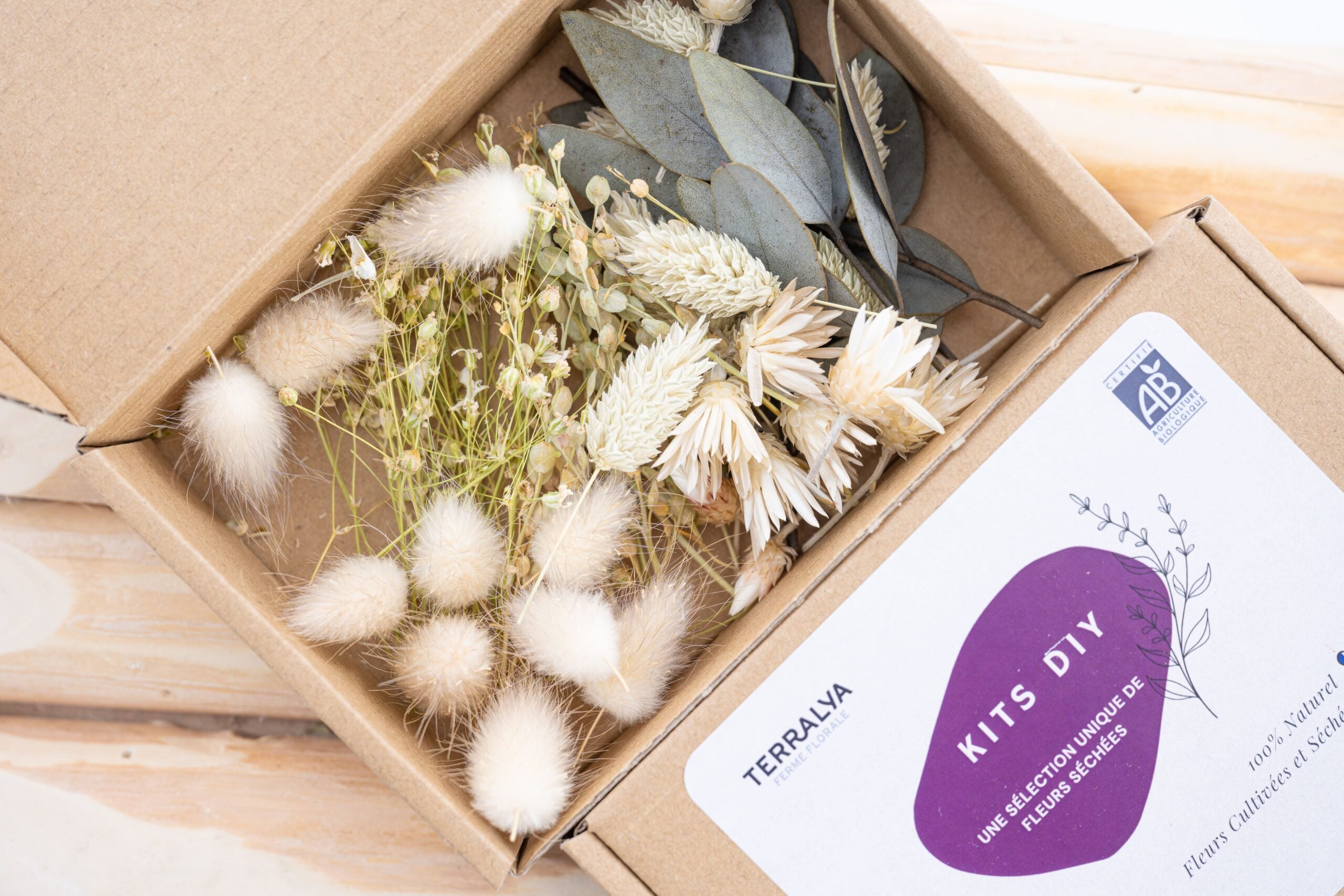 Kit floral nature douce en têtes de fleurs séchées