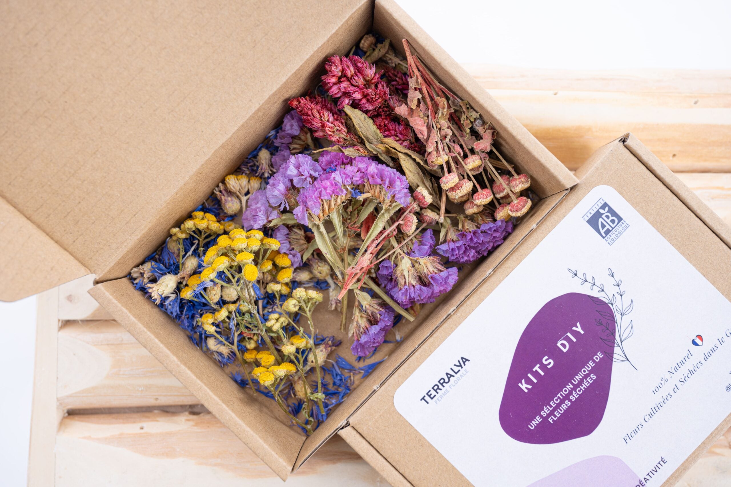 Kit floral pastel champêtre en têtes de fleurs séchées