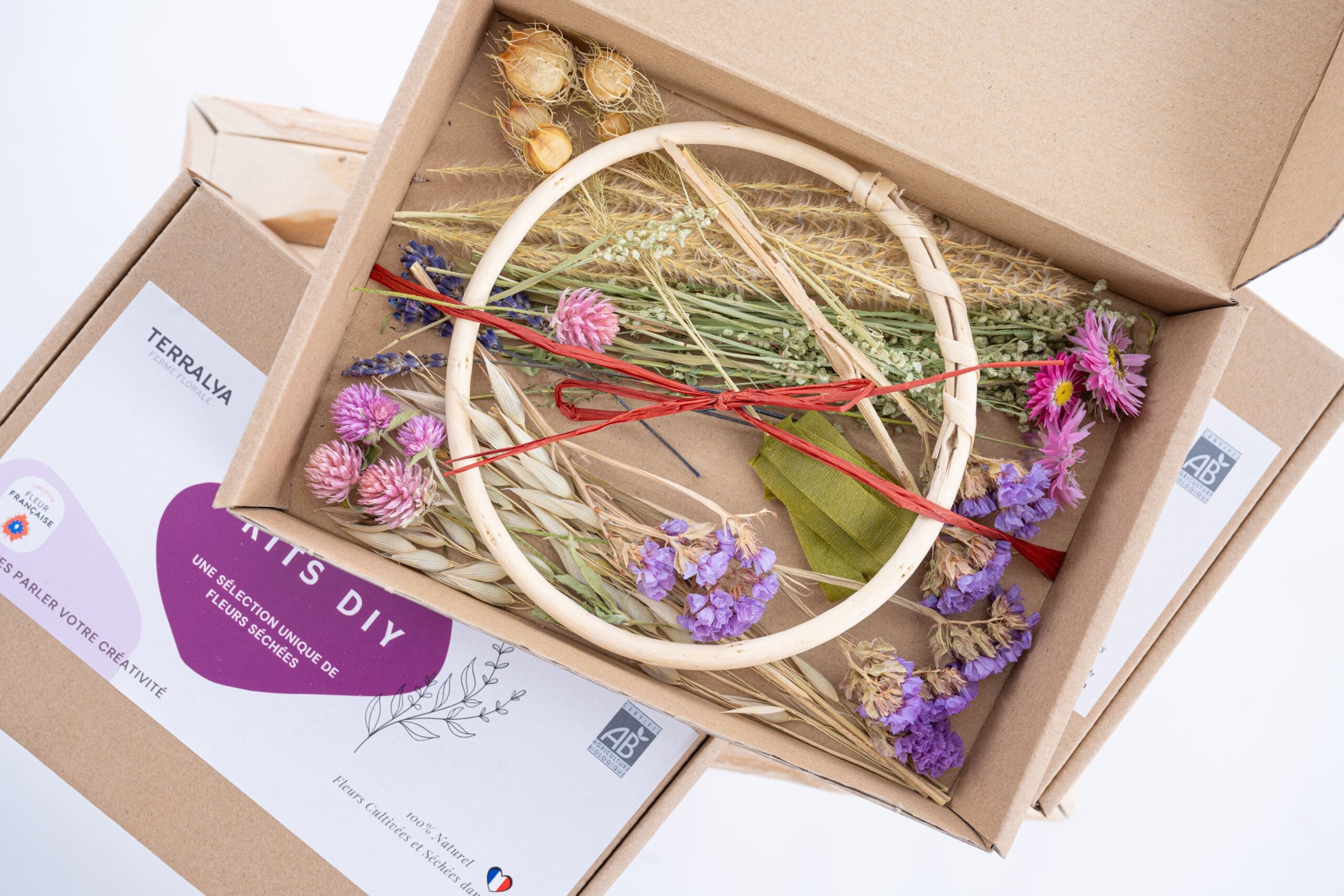 kit diy rose couronne fleurs sechees naturelles terralya