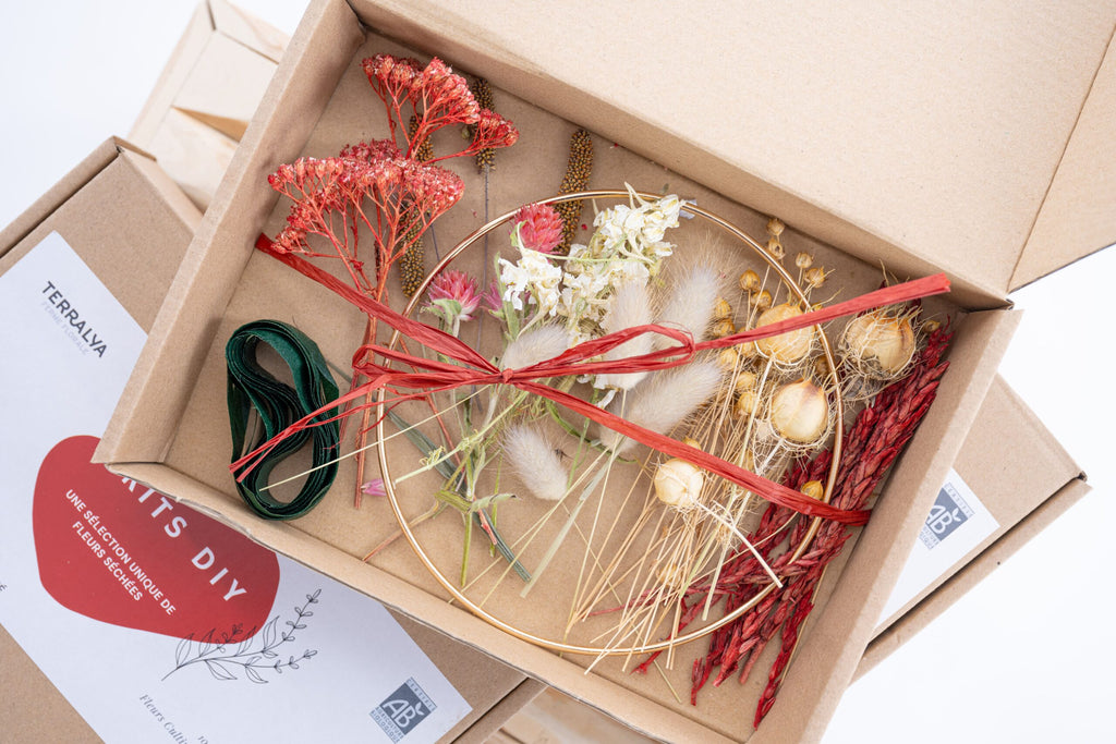 kit diy noel petit modele couronne fleurs sechees terralya