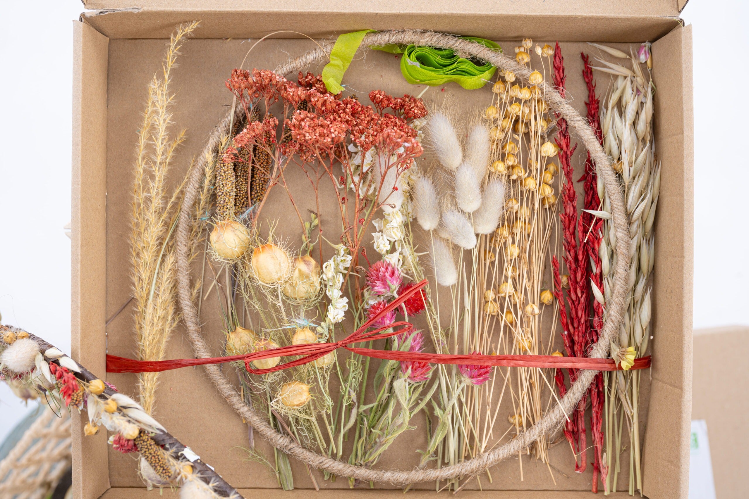 kit diy noel couronne fleurs sechees 25cm terralya