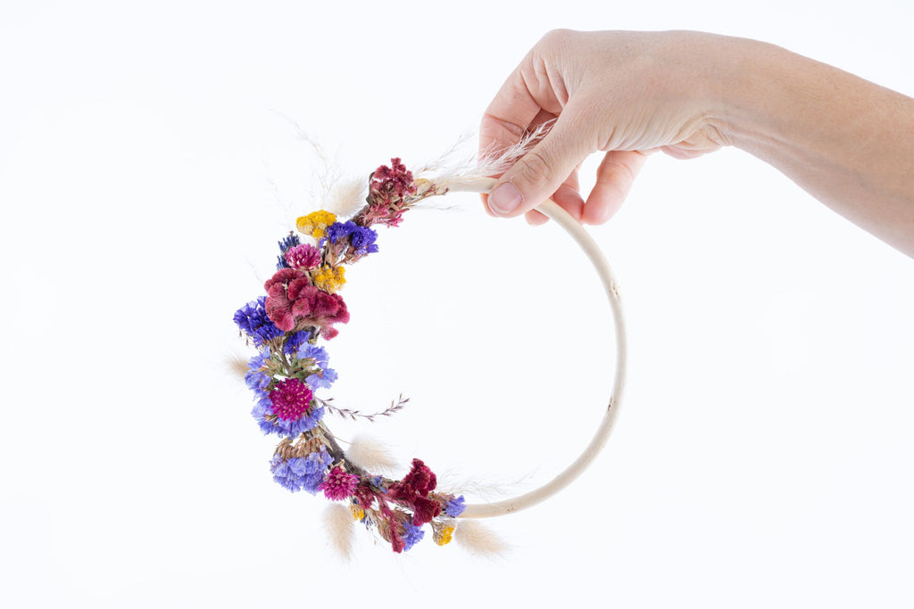 kit diy couronne rose fleurs sechees artisanales bio