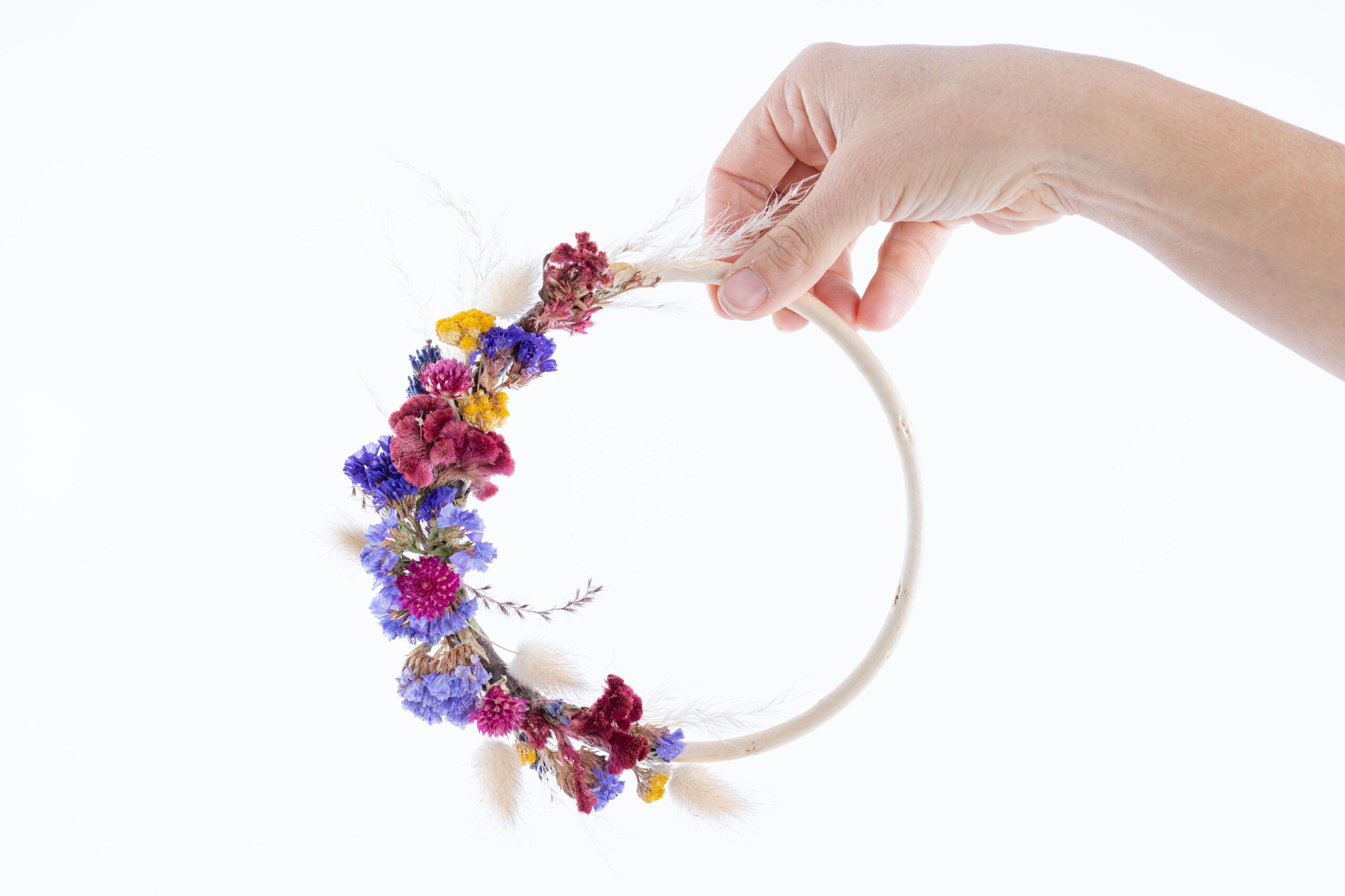 kit diy couronne rose fleurs sechees artisanales bio